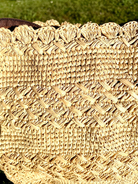 Sac bandoulière en crochet raphia naturel