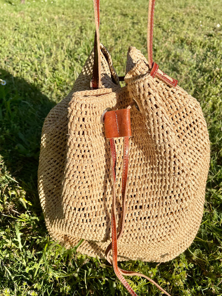 Sac bourse en crochet raphia naturel