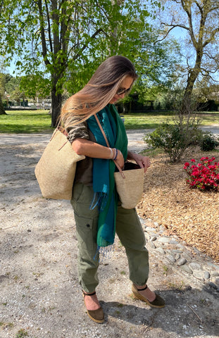 Sac bandoulière en crochet raphia naturel