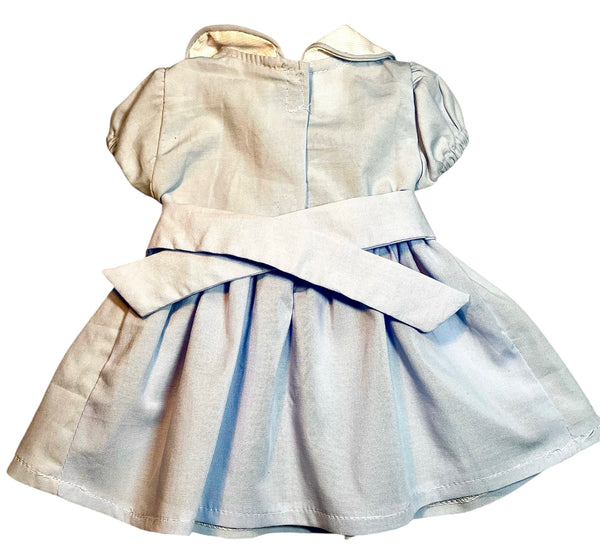 Robe smocks Poupée Bleu Ciel