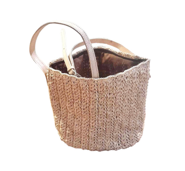 Sac bandoulière en crochet raphia naturel ajouré