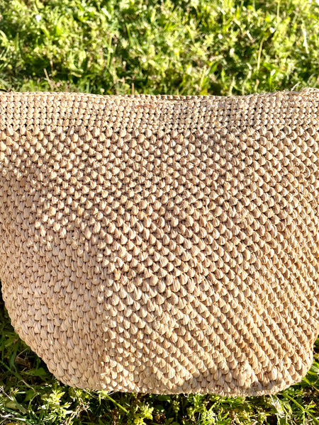 Sac bandoulière en crochet raphia naturel