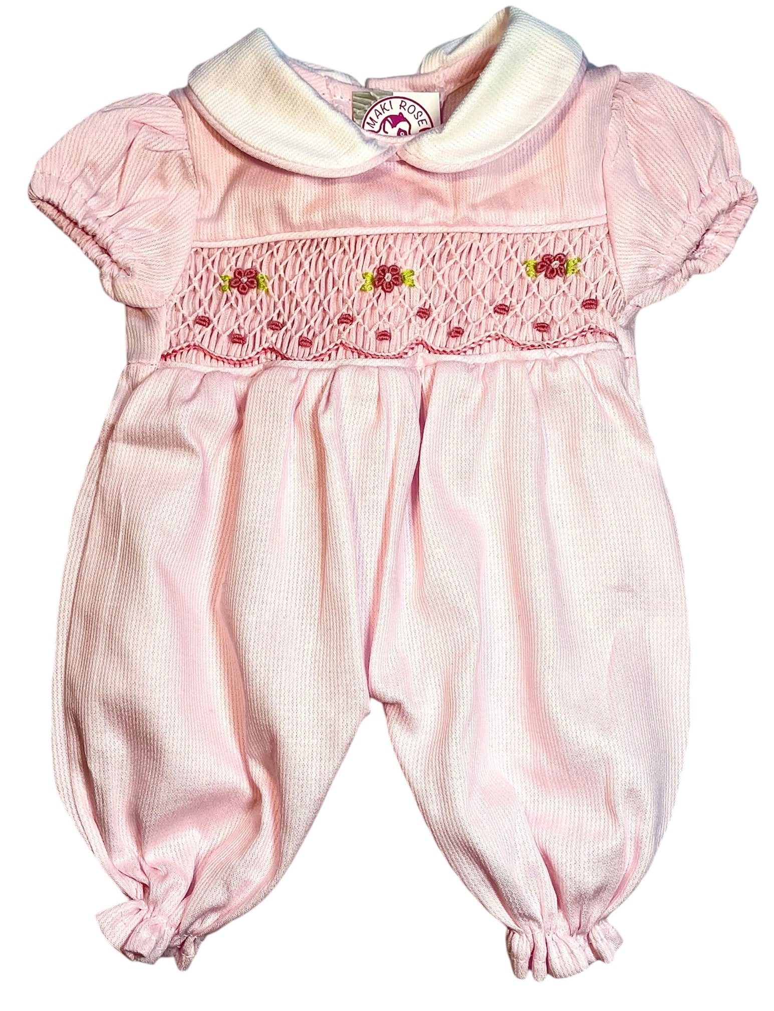 Barboteuse smocks Poupée Rose