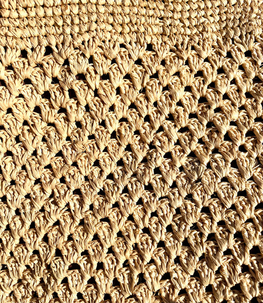 Sac bandoulière en crochet raphia naturel ajouré