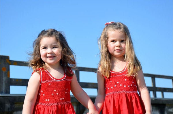 Robe smocks enfant fille rouge