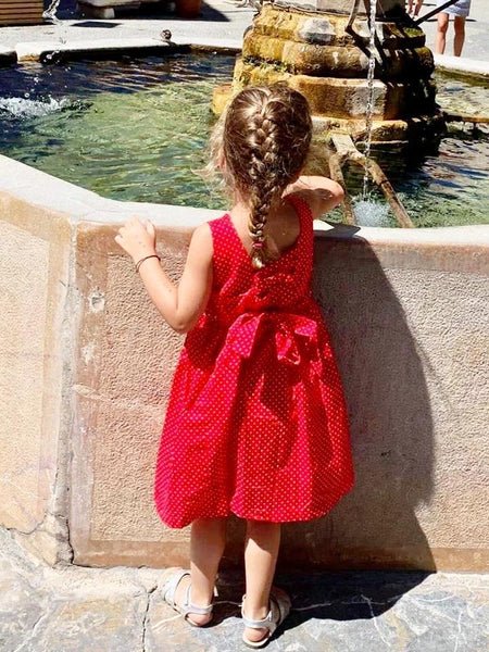 Robe smocks enfant fille rouge dos été