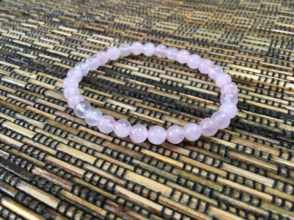 Bracelet perles boules 6 mm Quartz Rose