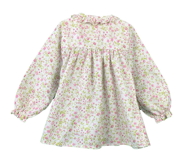 Blouse smock brodé Maki Rose Manches Longues Liberty Fleuri Enfant Fille