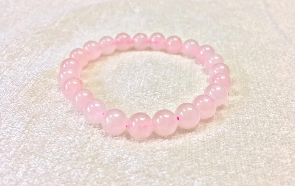 Bracelet perles boules 8 mm Quartz Rose