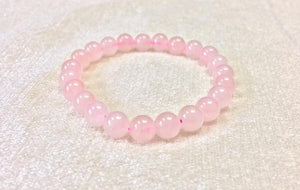 Bracelet perles boules 8 mm Quartz Rose