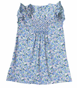 Robe Blouse Maki Rose Smocks Madagascar Fleuri Bleu Liberty Filles Enfant