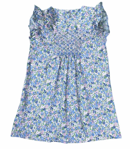 Robe Blouse Maki Rose Smocks Madagascar Fleuri Bleu Liberty Filles Enfant