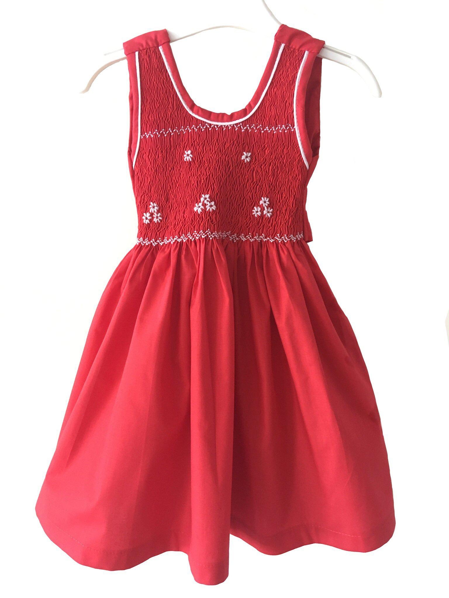 Robe smocks enfant fille rouge