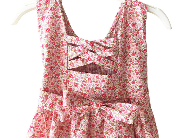 Robe smocks enfant fille dos ouvert ajouré croisillons