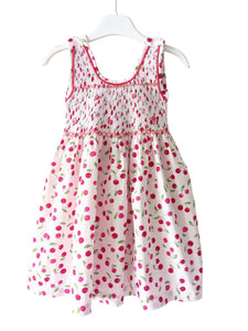 Robe smocks enfant fille cerises brodé main