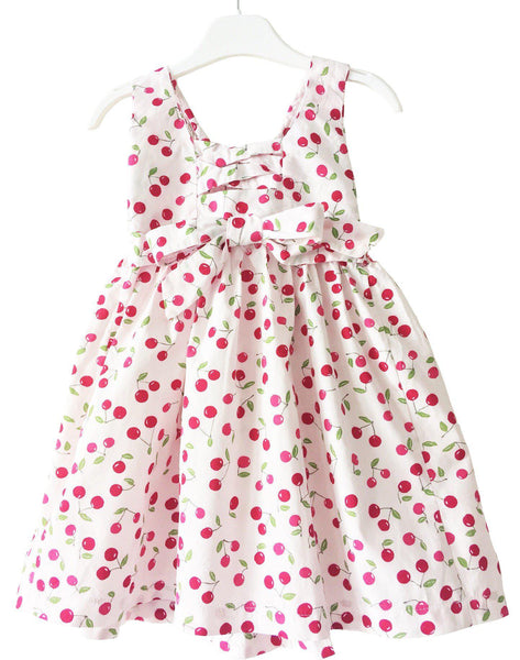 Robe smocks enfant fille cerises dos ouvert croisillons