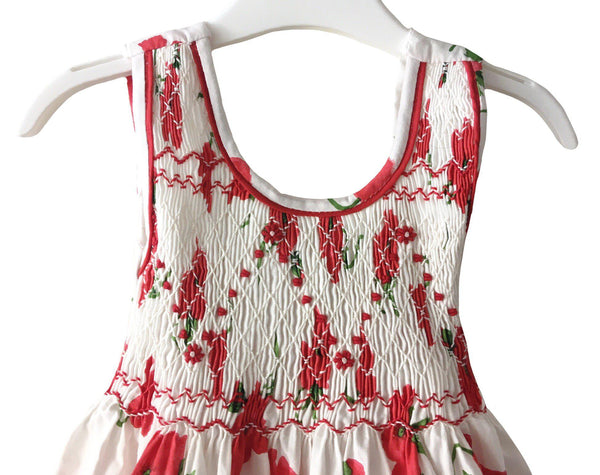 Robe smocks enfant fille coquelicots broderies main