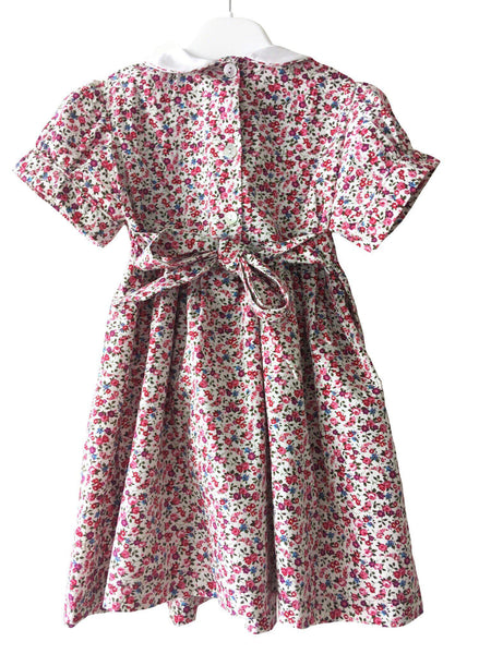 Robe smocks Maki Rose Madagascar enfant fille dos fermé boutonné