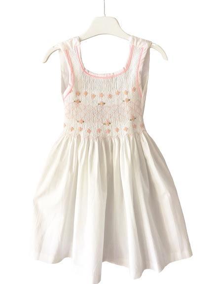 Robe smocks enfant fille blanc blanche