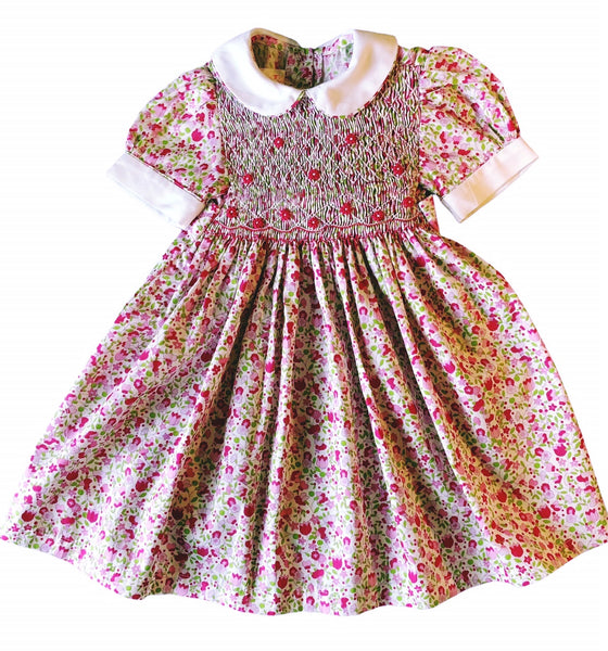 Robe manche ballon Smocks Maki Rose Bella Liberty Fleuri