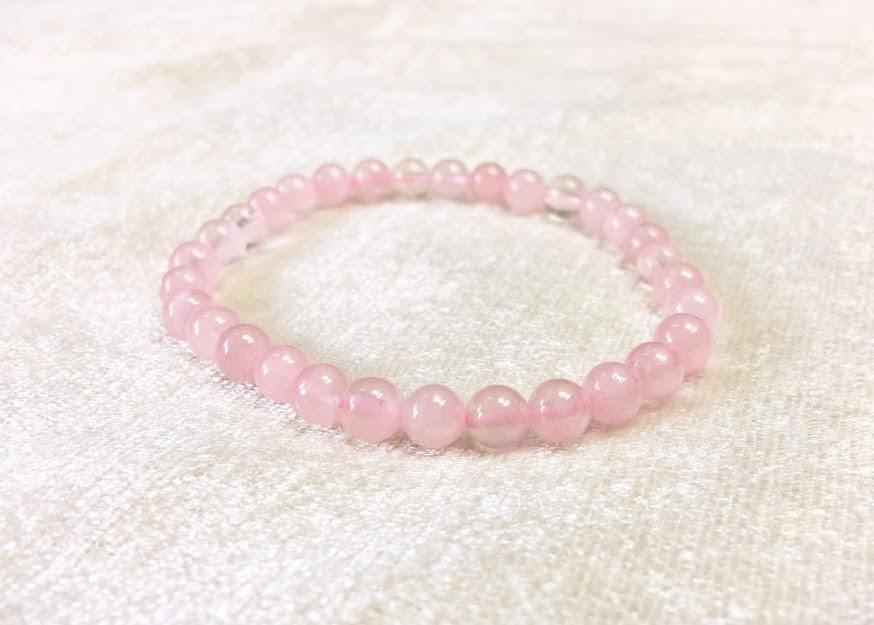 Bracelet perles boules 6 mm Quartz Rose