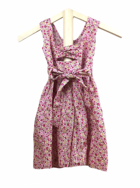 Robe smocks Maki Rose Liberty fleuri rose brodé main Madagascar