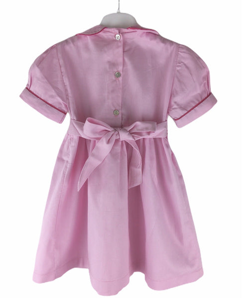 Robe smocks Maki Rose brodé main Madagascar coton pour Enfant Fille