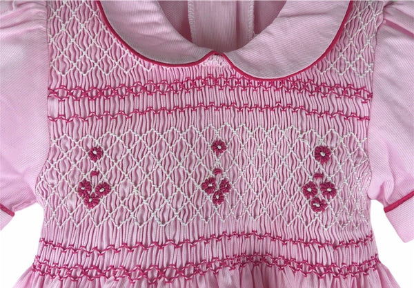 Robe smocks Maki Rose brodé main Madagascar coton pour Enfant Fille