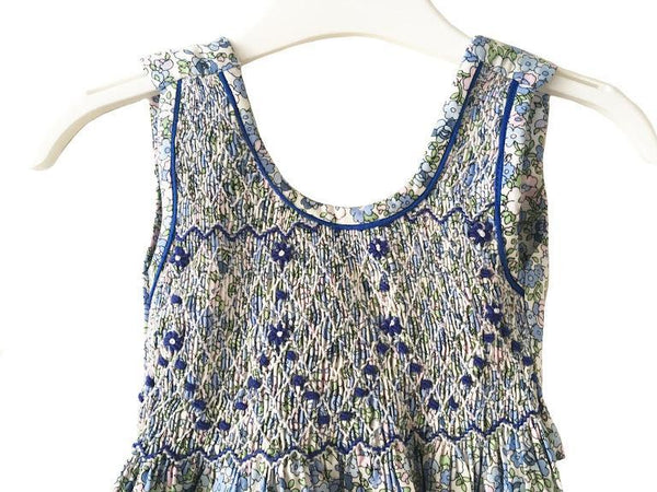 Robe enfant fille fleurs fleuri bleu broderies