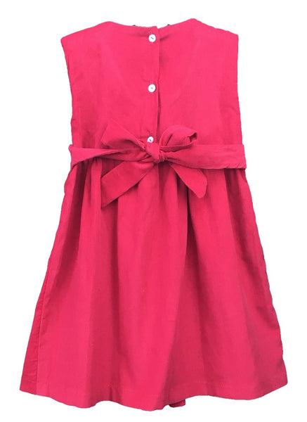 Robe smocks Velours Chasuble Rouge - Maki Rose