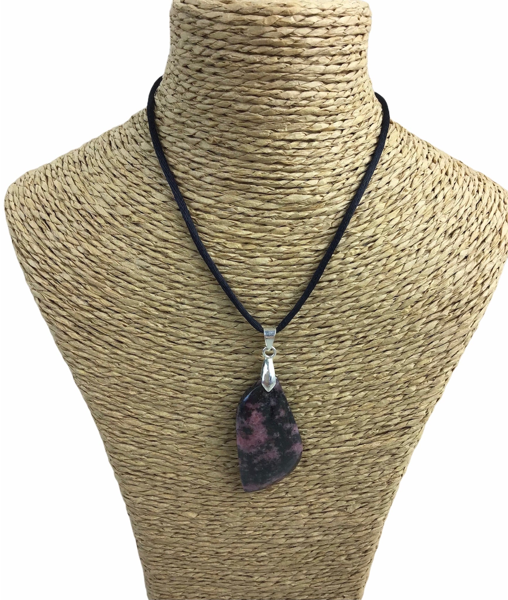 Pendentif Rhodonite - Pierre Plate