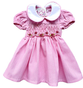 Robe smocks Poupée Vichy Rose "Sweety"