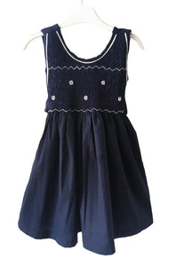 Robe smocks enfant fille bleu marine