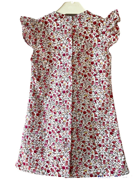 Robe Blouse smockée "Letchi" à Fleurs Rouge