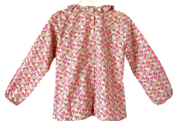 Blouse smockée Manches Longues Fleurie