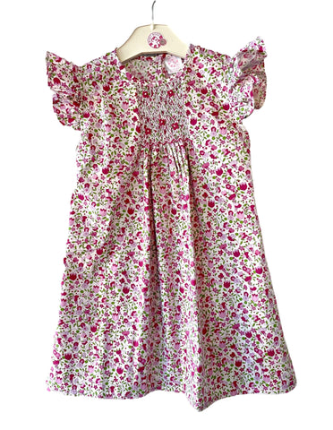 Robe Blouse smockée "Bella" à Fleurs Roses