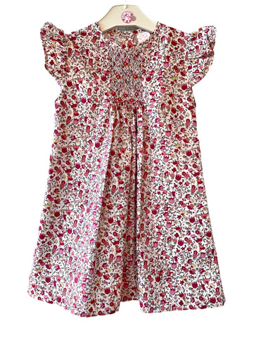 Robe Blouse smockée "Letchi" à Fleurs Rouge