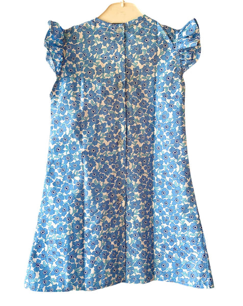 Robe Blouse smockée "Charlotte" à Fleurs Bleues