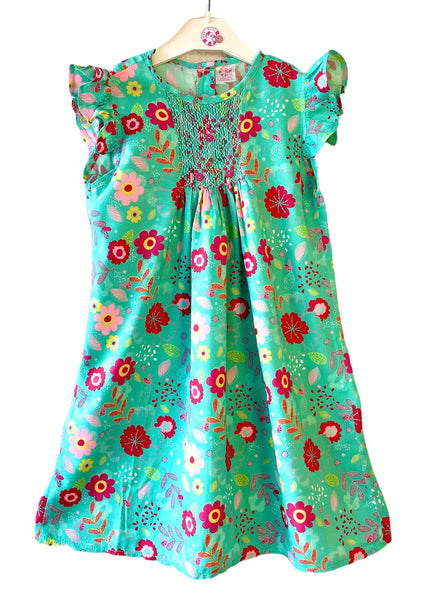 Robe Blouse smockée "Turquoise"