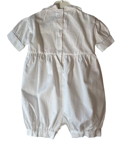 Barboteuse smocks "Baptême" Blanc broderies blanches